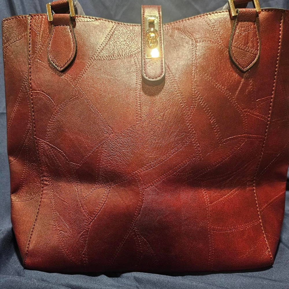 Brown Faux Leather Tote